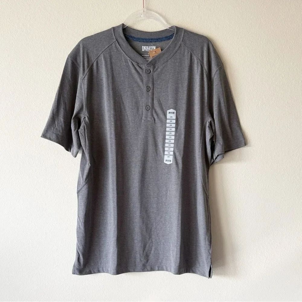 Duluth Trading Co Coolmax Short Sleeve Henley Shirt In Gray